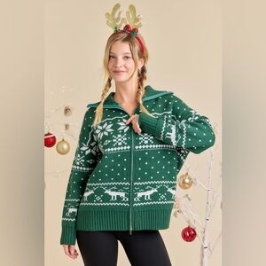 Christmas Fair Isle Knit Sweater Jacket - Main Strip